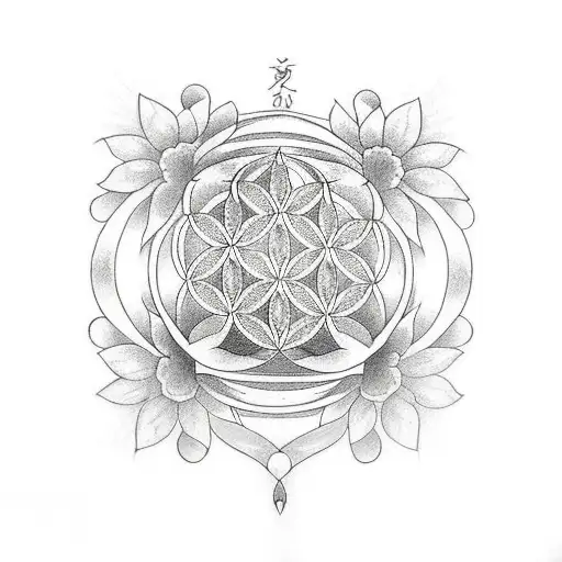 Black Cat And Flower Of Life