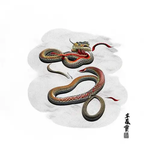 Samurai Fighting With Snake