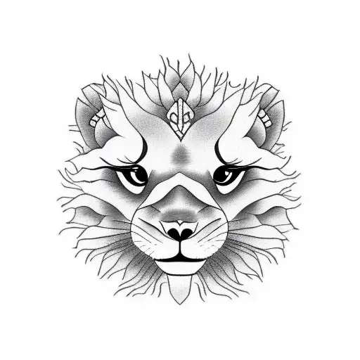 A Lion Embraced By A Meerkat