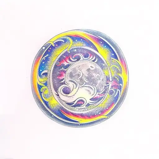 A Majestic Moon Surrounded By Swirling Flames