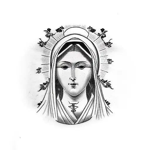 Icon Of Virgin Mary With Jesus In Kimono