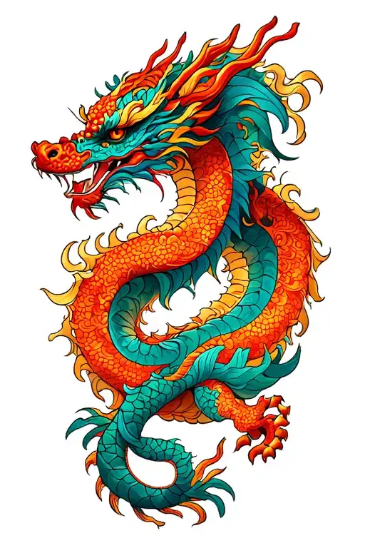 Oriental Dragon Intertwined