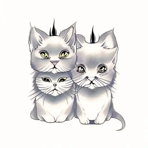 Pretty Woman With Two Black Furry Cats