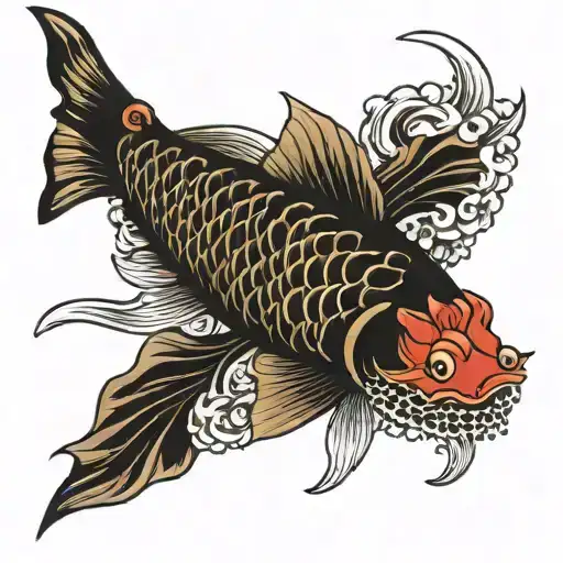 Japanese Koi Black And Red