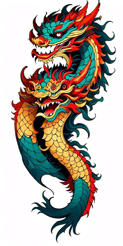 Oni Mask Split With Dragon Across The Arm