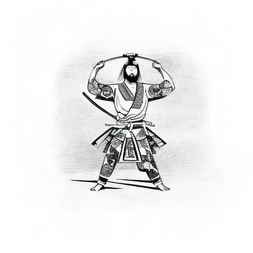 A Samurai Warrior Performing A Jiu-jitsu Submission