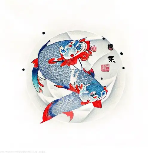 Koi Fish With Japanese Mask