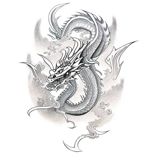 Dragon Around A Katana