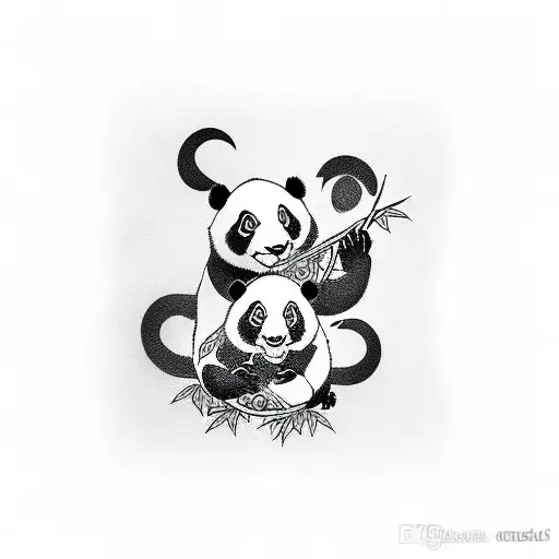 Panda With Bear And Two Little Monkeys