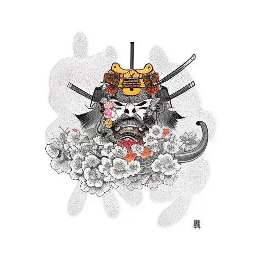 Dead Samurai With Cherry Blossoms