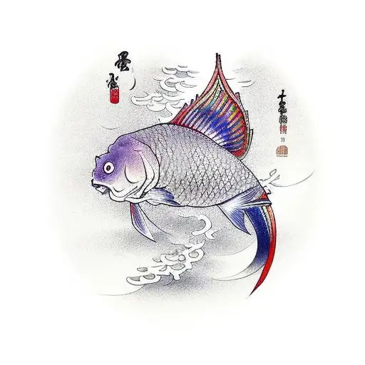 Carp That Swims Against The Flow Lotus And