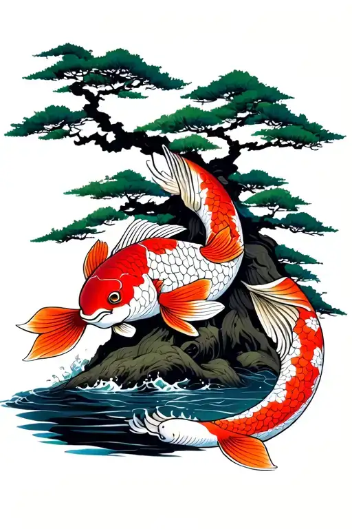 Japanese Samurai Fish Koi Bonsai Tree