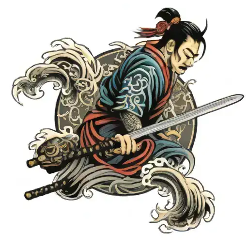 Samurai Sword And Wave