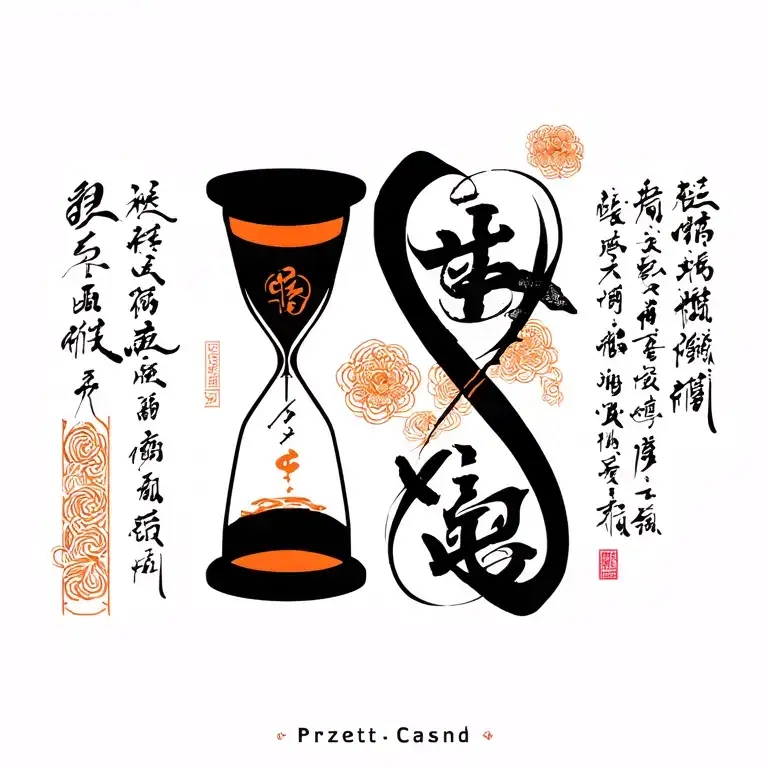 Hourglass Black And Orange Calligraphic Style