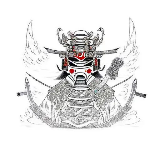 Masked Samurai With Sheathed Sword