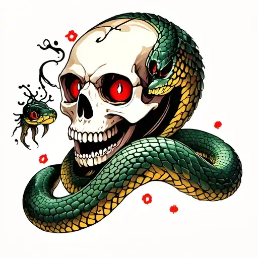 Skull And Snake With Red Eyes