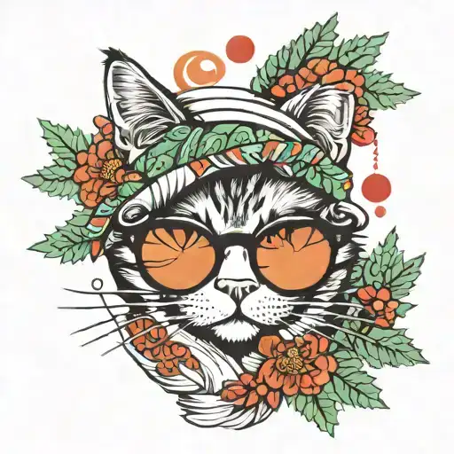 Cat With Sunglasses On A Christmas Tree