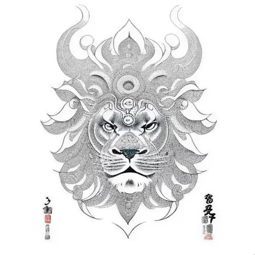 Samurain Lion Man Ukiyo-e