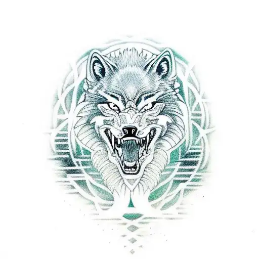 A Fierce Wolf Howling At A Neon Moon