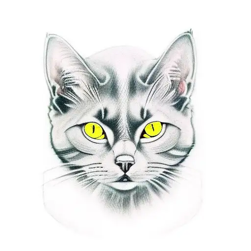 Grey Cat Wide Nose White Chin Green Eyes Masculine Battle Samurai Warrior