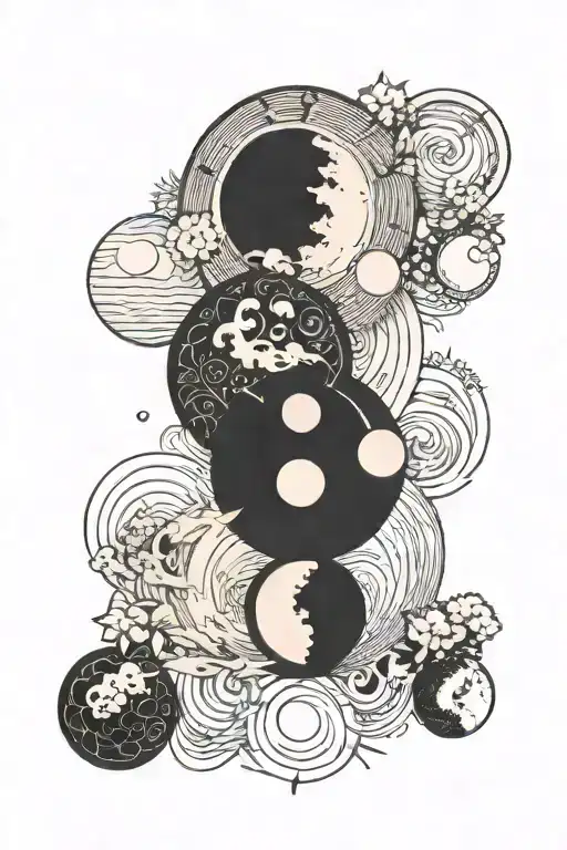 Minimalist Moon Phases Tattoo With The Phases Representing Different Stages Of Sleep