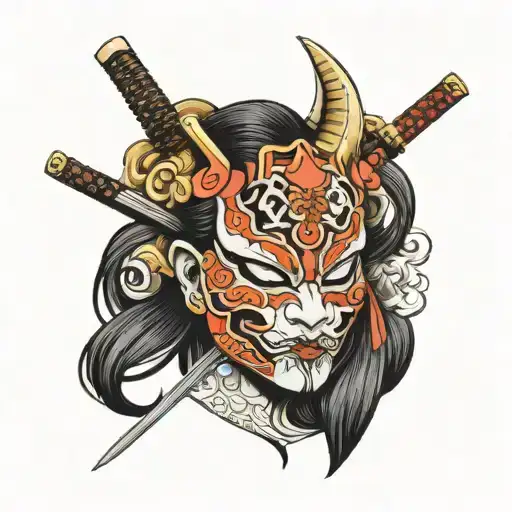 Her Mask And Katana Sword