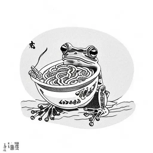 Frog Smoking A Joint Sitting In A Bowl Of Ramen