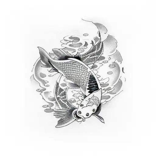 Koi Fish Sleeve Black And Grey