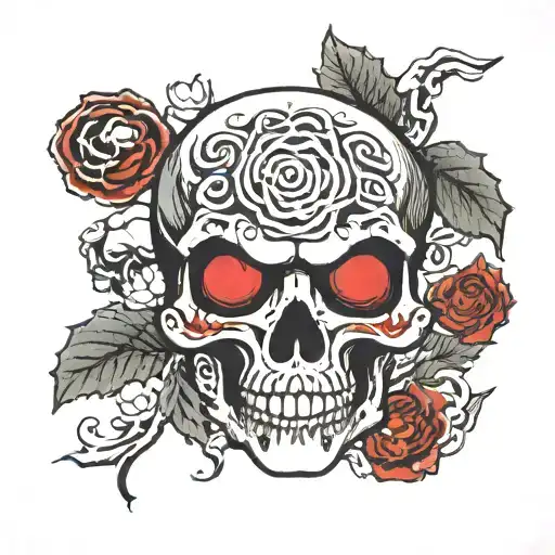 Skull Red Eye Looking