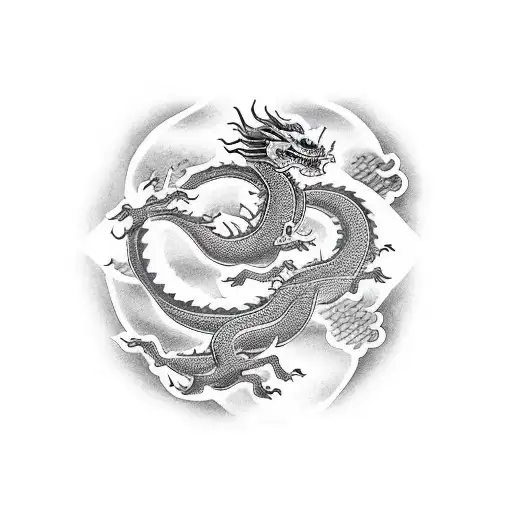 Japanese Ideograms With Dragon