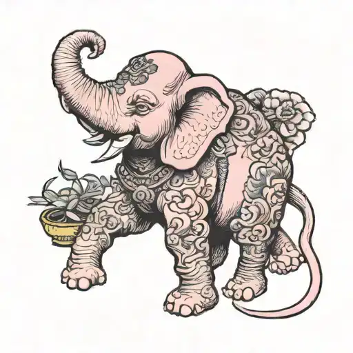 Pink Elephant Stepping On A Little Mouse