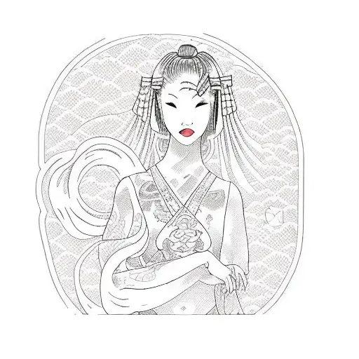 A Girl With Red Hair Watching In The Water