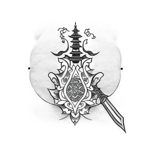 A Blackwork Tattoo Of A Dagger