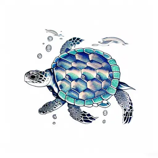 Deep Sea Turtle With A Japanese Devil Mask