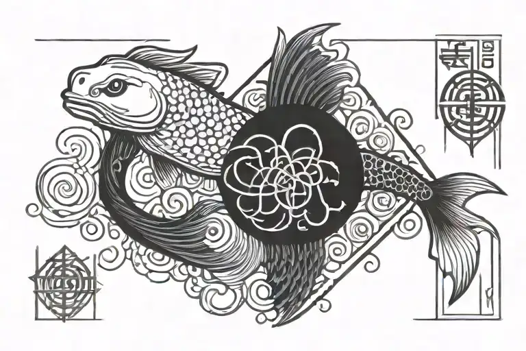 Rectangle Tatto Aquarius Zodiac Geometry Patterns