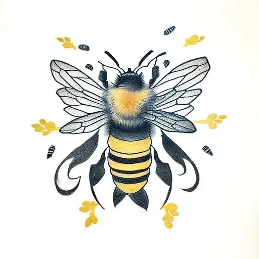 Bee With Flower And A Crow