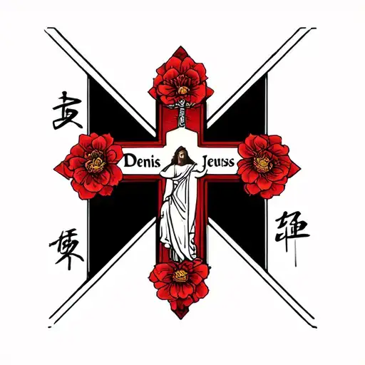 A Jesus Cross With The Name Denis With Modern Design