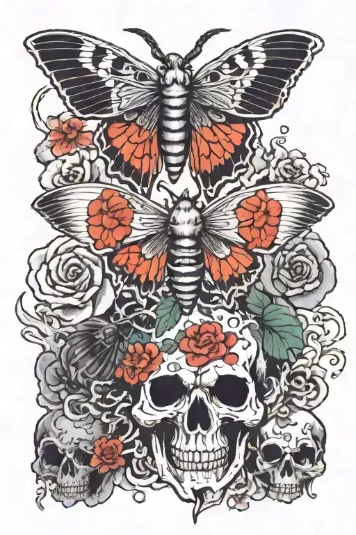 Death Moth With Skulls