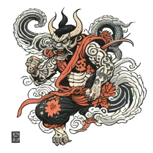Japanese Culture And Demon Holding
