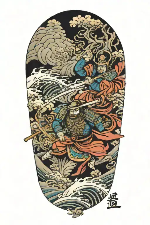 Japanese Arm Sleeve Displaying Samurai Battle Scene