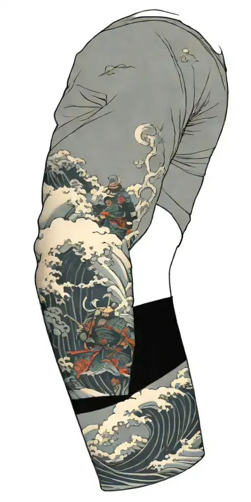 Japanese Arm Sleeve Displaying Samurai Battle Scene