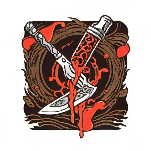 Medical Scalpel With Blood Dripping From Its