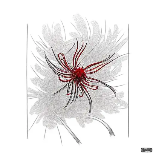 A Red Spider Lily Blooming Beside A Tori Gate