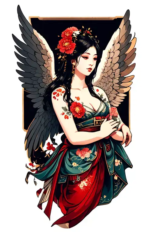 Female Angel With Wings And No Face