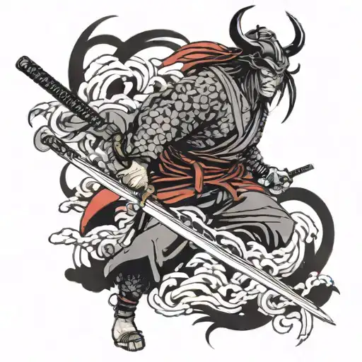 Katana Cuts Through A Samurai With Horns