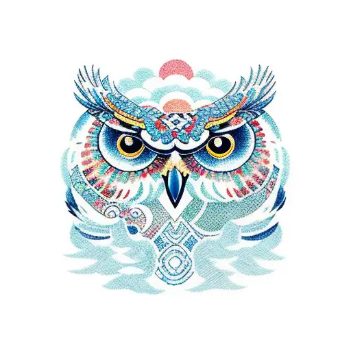 Mosaic Of Owl Over The Ocean