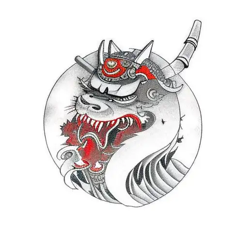 Samurai And Red Moon For Forearm