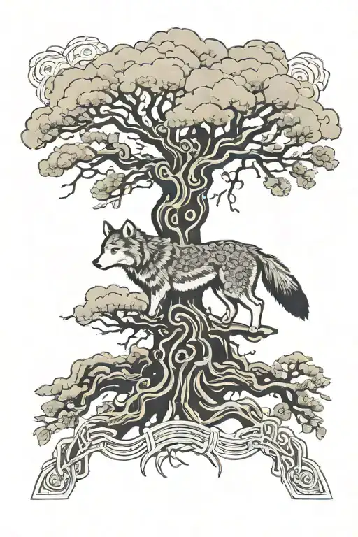 Tree Of Life With Wolf