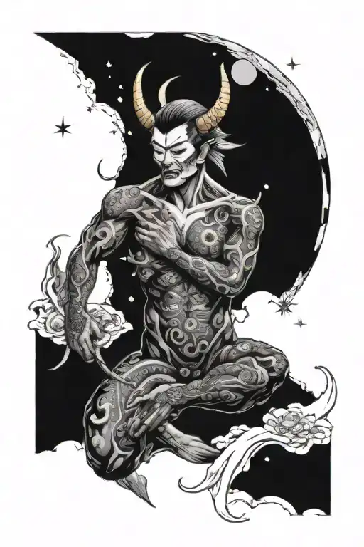 Half Demon And Half Angel In The Universe Cosmos