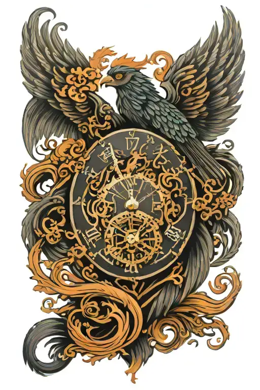 Phoenix Fire And Tree Of Life Clock